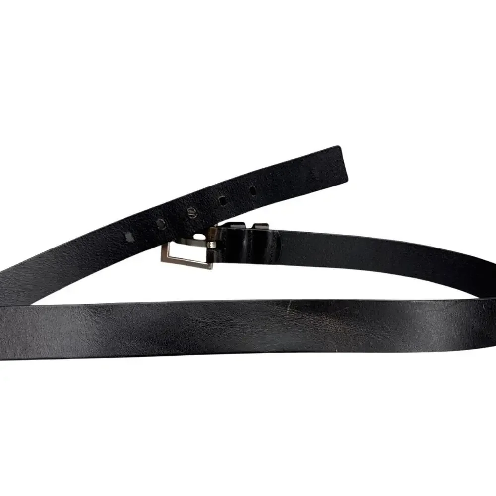 Dockers Black Leather Silver Square Buckle Dress Belt Men XL